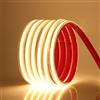 KISUFU Striscia LED COB 220V, Alta Luminosità 288 LED/m,COB Striscia LED con interruttore IP65 Impermeabile, Supporto autoadesivo,Ogni 50 cm di Taglio,Nastri LED Flessibile Luce (1m, Bianco caldo)