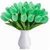 HAOSHICS, Tulipani artificiali, tulipani olandesi finti, realistici al tatto, fiori per bouquet, in lattice, decorazione per matrimoni, casa, hotel, feste, giardino, multicolori, 10 pezzi (verde)