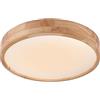 LIGKIN Plafoniera LED Soffitto Legno 24W, Ø30CM Moderni Rotonda Lampada da Soffitto, Luce calda 3000K Plafoniera Bagno per Camera da Letto Bambini Corridoio Soggiorno Balcone