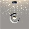 Mengjay LED Lampadario a sospensione,LED Forma di Luna Moderna Lampada a Sospensione,Plafoniera Fata Lampada Luna e Stelle Lampada a Sospensione Camera da Letto Lampadario (Nero(Caldo))