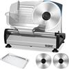 YASHE Affettatrice per carne con motore CC silenzioso, affettatrice elettrica da 200 W, doppie lame rimovibili in acciaio inox da 19 cm e trasporto di alimenti, protezione per bambini, spessore