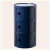 WEIDPHL Comodino Rotondo, Comodino con 3 Cassetti, Tavolino, Mobiletto Portaoggetti con Anta Scorrevole per Soggiorno, Camera da Letto, Bagno,Blu