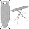 TEENO Asse Da Stiro Pieghevole 120 x 45 cm, Adatto ferro a vapore,Chiusura Sicura,7 regolazioni di altezza, copertura in cotone 100%, supporto ferro integrato, universale per casa(Grigio alveolare)