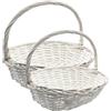 Virsus Set 2 Cesti in Vimini Bianchi 823, misure 47x38x39 cm e 54x47x44 cm, Cesto intrecciato con Manico, Cestini Portaoggetti, Cesti Decorativi Regalo per Feste, per Bomboniere