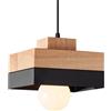 WOTTES Lampada sospensione Legno quadrato Plafoniera retrò Vintage E27 Luci di illuminazione interni Lampadario Paralume Metallo moderna industriale Art per soggiorno Camera da letto Cucina (Nero)
