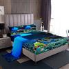 Loussiesd Set di lenzuola Coastal Beach con tasche profonde, set di lenzuola e federe per cuscini, 3 pezzi ultra morbidi per l'estate lenzuolo piatto rettile lenzuolo con angoli oceano