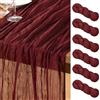 DeZerlor Runner da tavola in garza rosso bordeaux, confezione da 6 runner pasquali primaverili in garza boho, 300 cm, decorazione da tavolo per matrimoni, feste di baby shower