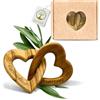 OLIQUE Cuori in legno personalizzati, legno d'ulivo - Cuori collegati con incisione come regalo personalizzato (5 cm)