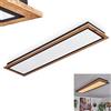 hofstein Lampada a soffitto LED Salmi, plafoniera in metallo/MDF/plastica in nero/look legno/marrone/bianco, luce rettangolare (120 cm x 30 cm), 4000 lumen, 3000 K, LED 36 Watt