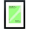 FRAMAI® Cornice per quadri 21x29,7 cm in Nero - con passepartout - Cornice in legno MDF, Plexi resistente alle rotture, ecologico, con sospensione e supporto - Formato verticale e orizzontale