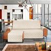la biancheria di casa - Slippy Plus - Copridivano con penisola antiscivolo destra o sinistra, salvadivano trapuntato in microfibra con tasche, per divano 2, 3 e 4 posti lavabile Beige, 245 cm sinistra