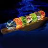 TTiiLoe Cristallo curativo con base in legno a LED, vetro rotto da 40 mm in 7 colori, luci notturne dei chakra, regalo di compleanno per casa e ufficio, rettangolare