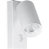 Planetitaly Applique lampada lettura faretto LED 8W GU10 parete muro ORIENTABILE 360 gradi luce comodino quadri hotel ufficio 230V (Colore Bianco, Luce 4000K)