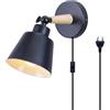 TOKIUS Lampade da Parete Interno Vintage Applique da parete Moderno Faretti da Muro Retrò in Metallo e Legno E27 Plafoniere Cucina Per Cucina Camera da letto, Cavo di 1,8 m, regolabile