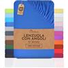 NatureMark Lenzuolo con angoli elasticizzati in jersey, in 100% cotone, in molti colori e misure, conforme all'Oeko-Tex Standard 100, 180 x 200 cm - 200 x 200 cm, Blu Reale