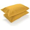 PARAMAISON Coppia Federe Cuscino Letto, Morbide Traspiranti, Set 2 Copricuscini Cotone 100% a Sacchetto, Tinta Unita | 52x82 cm Senape
