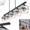 hofstein Lampada a sospensione Koyoto, lampada a sospensione in metallo/vetro in nero/fumo/chiaro, lampada a sospensione con paralumi in vetro (Ø 15 cm), altezza massima 111,5 cm, 5 x E27, senza lampadina/e