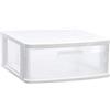 PlasticForte - Cassettiera di storage in plastica, 1 cassetto, Bianco, Polipropilene, 17,5 x 39 x 40 cm