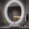 Dripex Specchio da bagno con illuminazione 60 x 80 cm Ovale Antifog Specchio Led con 3 Temperature Colore e Dimmerabile Luce Specchio Bagno