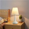 Mengjay Lampada Da Tavolo Moderna E27 Retro Metallo Lampada da Notte,Abat Jour da Comodino con Paralume in Tessuto,Lampada da Scrivania Design Vintage per Camera da Letto Soggiorno Studio (Bianco)
