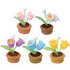 YANGSHINE 5 Pezzi Fiori a Crochet Finiti Lana di Lana Fatta a Mano Artificiale Fiore in Maglia a Crochet Mughetto del Bosco Piante in Vaso per Decorazione Casa Ufficio Cruscotto Auto, Orchidea a