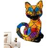Generico Lampada a Forma di Gatto in Glasscolorato 17x10x10 cm Luce Notturna in Resina Colorata con Gatti retrò Resin Serie di lampade da Tavolo a LED 3D a Forma di Animale Domestico Per Decorazioni