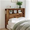 Gecheer Testiera per Letto Piazza e Mezza,con Cotenitore,con LED,in Multistrato,Legno Antico,120x18,5x103,5 cm,Testata Letto,Singolo,Spalliera Letto Singolo,con Contenitore