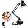 SLS SHOP Lampada da scrivania, lampada da tavolo con base o morsetto, braccio in metallo leggero, snodabile e regolabile, compatibile con lampadine LED E27 [lampadina non inclusa]