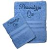 Cieffepi Home Collections SOLO MIO BASIC Set Asciugamani Viso + Ospite Personalizzato in spugna di puro cotone (Celeste)