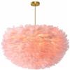 GUANSHAN Lampada da soffitto pieghevole con piuma d'oca rosa, paralume in piuma intrecciata a mano, lampadario elegante per soggiorno, camera da letto, hotel