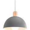 iDEGU Lampada a Sospensione Retrò 20CM LED Lampada a Soffitto in Legna Metallo Moderna Lampadario Stile Scandinavo a Semicerchio Plafoniera per Soggiorno Sala da Pranzo Camera da Letto (Grigio)