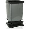 Rotho Paso Portarifiuti 20l con pedale e coperchio, Plastica PP senza BPA, Grigio Carbonio, 20 l 29.3 x 26.6 x 45.7 cm
