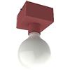 L+ Plafoniera led soffitto, in metallo, forma cubo, lunghezza 10cm, colore rosso, Made in Italy