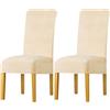 SXZAGZR Coprisedie Con Schienale 6 Pezzi - Fodere Elasticizzate in Velluto Lavabili, Universali Per Cucina, Soggiorno, Hotel E Ristorante - Set Morbido Anti-Graffio (Beige,2 Pezzi)