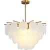 KCO Lighting Lampadario in Cristallo Dorato Moderno, Lampadario a Cristalli Rotondi per Soggiorno, Sala da Pranzo e Camera da Letto E14, Φ60 cm