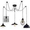 Homin GmbH Homin Lampada a sospensione a soffitto a 5 vie Spider Loft industriale con paralume a forma di diamante Illuminazione interna con cavo regolabile da 2 m (Testa nera 5 con lampadina)