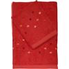 DEA Set Asciugamani da bagno Viso + Ospite in spugna 100% Cotone 550gr con Pois ricamato - Coriandoli (Rubino)