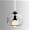 MODEBHD Lampada a sospensione in vetro soffiato artificiale a doppio strato Paralume circolare Lampada a sospensione Accessorio in ferro Lampada da soffitto E27 Base Lampadario Lampada a sospensione I