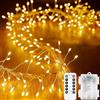 EONANT Firecracker String Lights, 9 m, 300 LED, funzionamento a batteria, 8 modalità, impermeabile, Firecracker Star Cluster Lights con telecomando, fai da te, camera da letto, Natale, matrimonio,