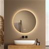 EMKE Specchio Rotondo da Bagno, 50 cm,Specchio bagno con luce con 3 Colori di Luce Dimmerabili, Interruttore Tattile e Funzione di Memoria,Specchio da bagno
