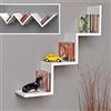 BAKAJI Libreria Mensole da Parete Moderna Design Zig Zag Mensola Scaffale in Legno Melaminico Dimensione 59 x 12 x 12 cm (Bianco)