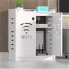 HARELA Armadietto portaoggetti per Router WiFi, Scatola portaoggetti da Pavimento per Router e Modem, Mobiletto per archiviazione multimediale per casa e Ufficio(White,50x60x25cm)