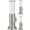 ledscom.de 3 lampade da vialetto/lampioni a paletto PORU per esterni, IP44, 39 cm, acciaio inossidabile, 1 attacco E27 max. 40 W, presa di corrente