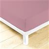LARA MORADA - Lenzuolo Sotto Una Piazza E Mezza Con Angoli Elasticizzati, 100% Cotone, Made In Italy, Tinta Unita, Per Letto 1 Posto E Mezzo, 120cm x 200cm + 25 cm, Rosa