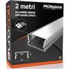 Eurocali Profilo Alluminio per Strisce LED fino a 18.5mm - 2000 x 20 x h10 mm - A superficie