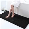 IlGruppone Tappeto da Bagno Microfibra Super Soffice Lavabile in Lavatrice Antiscivolo Assorbente Lavaggio Rapido Super Morbido Bagno Doccia Camera Letto - Nero - 60x120 cm