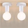 iDEGU - Set di 2 lampade da soffitto stile vintage, attacco E27, senza lampadine (bianco)