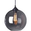 ANIFM Moderna Lampada a Sospensione in Vetro, Minimalismo Industriale Lampadario Blu Apparecchio di Illuminazione a Sospensione con Paralume in Vetro Circolare (Fumo) Comfortable Anniversary