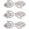 WANDIC Fibbie Per Mantello, 3 Pezzi Di Fermagli Argento Da 3,9 Cm Con Strass Fibbie Con Ganci E Occhielli Da Cucire Per Mantello Vintage Fermagli Per Cardigan Per Abbigliamento Maglione E Scialle