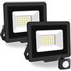 PICAA Faretto LED da Esterno, 2X 20W Faro da Lavoro a LED 6500K, luce di sicurezza LED con sensore di movimento, Proiettore da Costruzione per Campeggio, Riparazione Auto, Escursionismo e Pesca